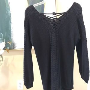 Navy Braided Sweater